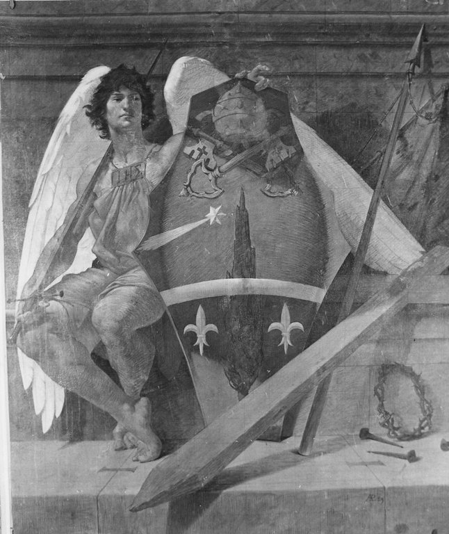 Angelo con lo stemma di Leone XIII (dipinto) by Lehoux Pierre Adrien Pascal (sec